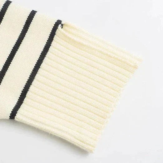 Lucia Striped Half-Zip Knit Sweater