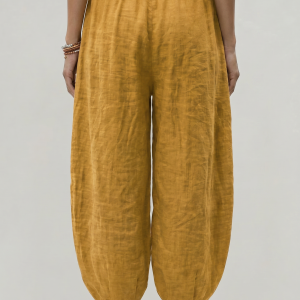 Women's Wide Leg Linen Trousers - Image 2