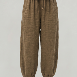 Women's Wide Leg Linen Trousers - Image 6