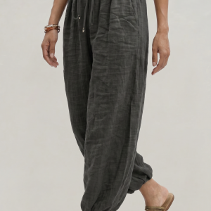 Women's Wide Leg Linen Trousers - Image 8