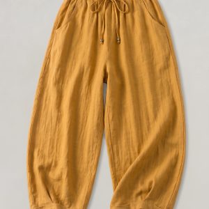 Women's Wide Leg Linen Trousers - Image 5