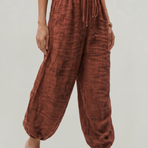 Women's Wide Leg Linen Trousers - Image 9