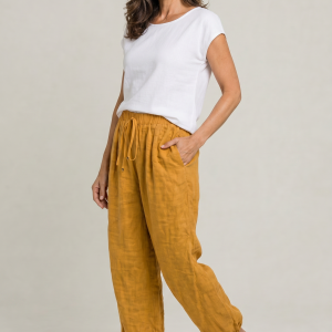 Women's Wide Leg Linen Trousers - Image 3