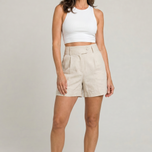 Women's High Waist Linen Shorts - Image 4