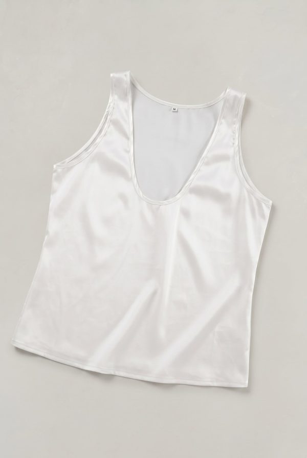 Women's Deep V-Neck Satin Tank Top