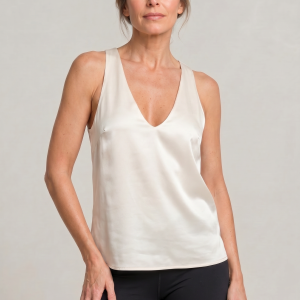 Women's Deep V-Neck Satin Tank Top