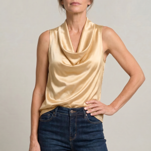 Women's Cowl Neck Sleeveless Cami Top - Draped Front