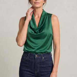 Women's Cowl Neck Sleeveless Cami Top - Draped Front - Image 6