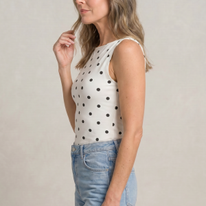 Women's Polka Dot Sleeveless Tank Top ?C Fitted Round Neck Summer Top - Image 3