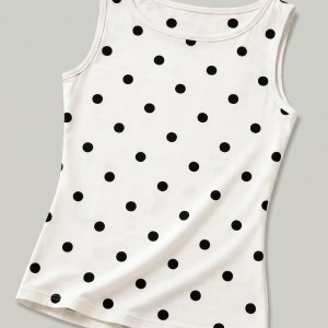 Women's Polka Dot Sleeveless Tank Top ?C Fitted Round Neck Summer Top - Image 5