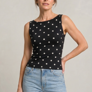Women's Polka Dot Sleeveless Tank Top ?C Fitted Round Neck Summer Top - Image 10