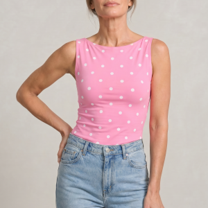Women's Polka Dot Sleeveless Tank Top ?C Fitted Round Neck Summer Top - Image 12