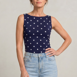Women's Polka Dot Sleeveless Tank Top ?C Fitted Round Neck Summer Top - Image 14