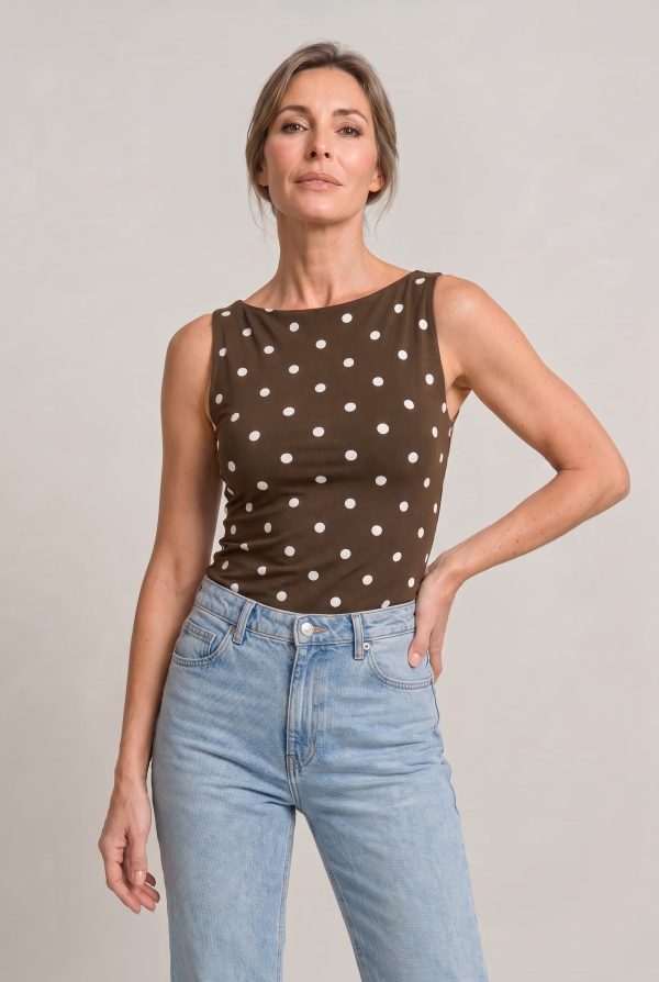 Women's Polka Dot Sleeveless Tank Top ?C Fitted Round Neck Summer Top