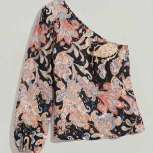 Women's One Shoulder Printed Long Sleeve Blouse - Image 5