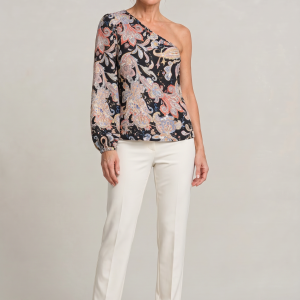 Women's One Shoulder Printed Long Sleeve Blouse - Image 2
