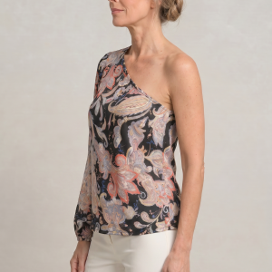 Women's One Shoulder Printed Long Sleeve Blouse - Image 3