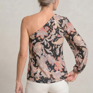 Women's One Shoulder Printed Long Sleeve Blouse - Image 4