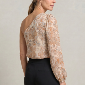 Women's One Shoulder Printed Long Sleeve Blouse - Image 8