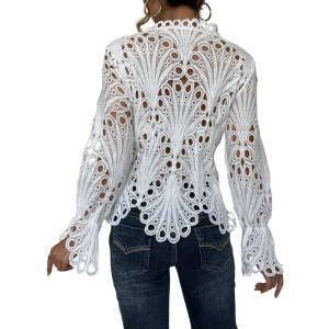 Ella | Lace Cutwork Tie-Front Blouse - Image 5