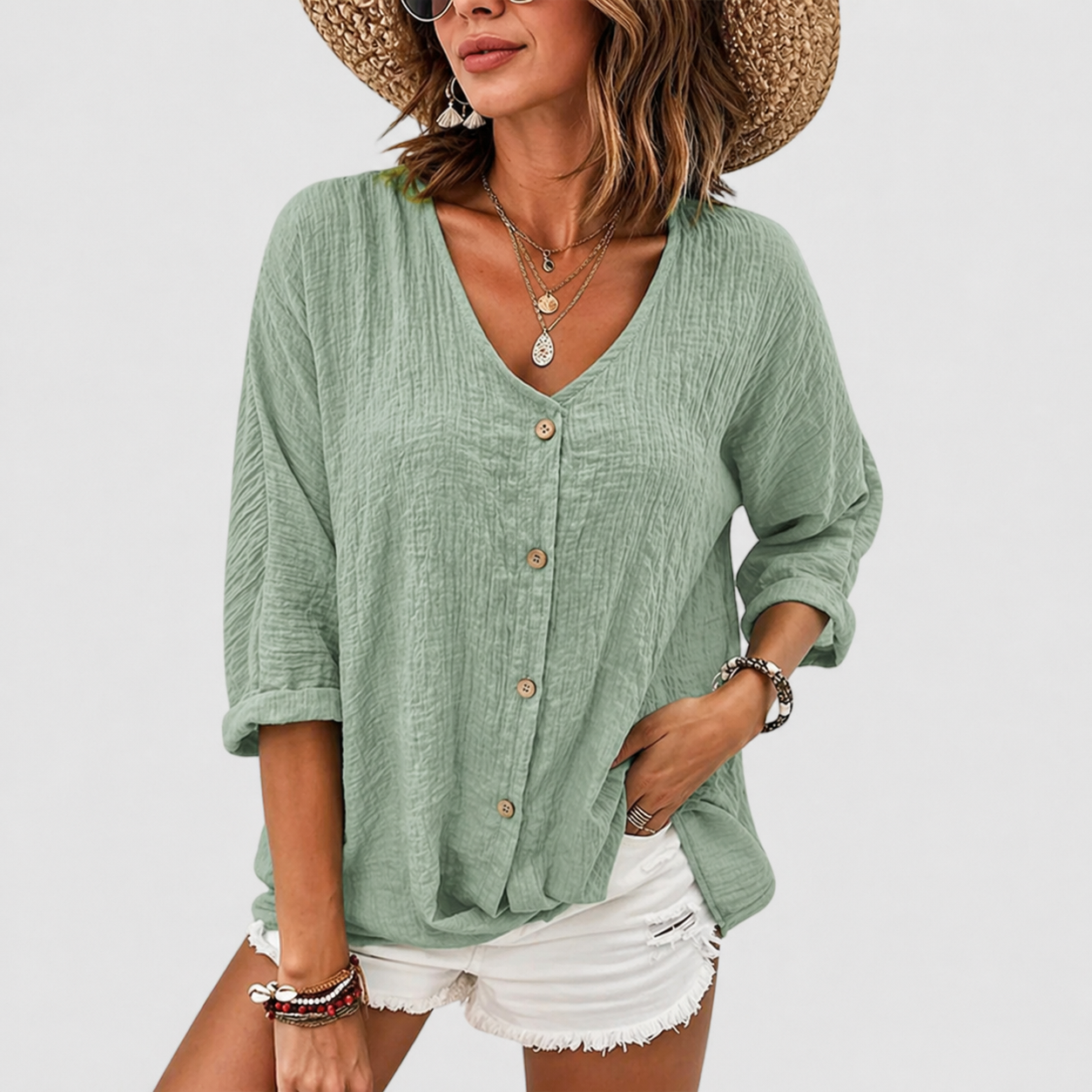 Serena | Breathable And Elegant Linen Blouse - Image 1