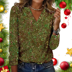 Zyvella | Sequin V-Neck Glitter Top - Image 2