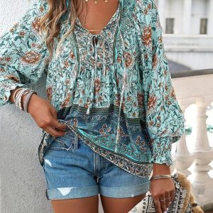 Lunara | Floral Puff Sleeve Summer Top - Image 3