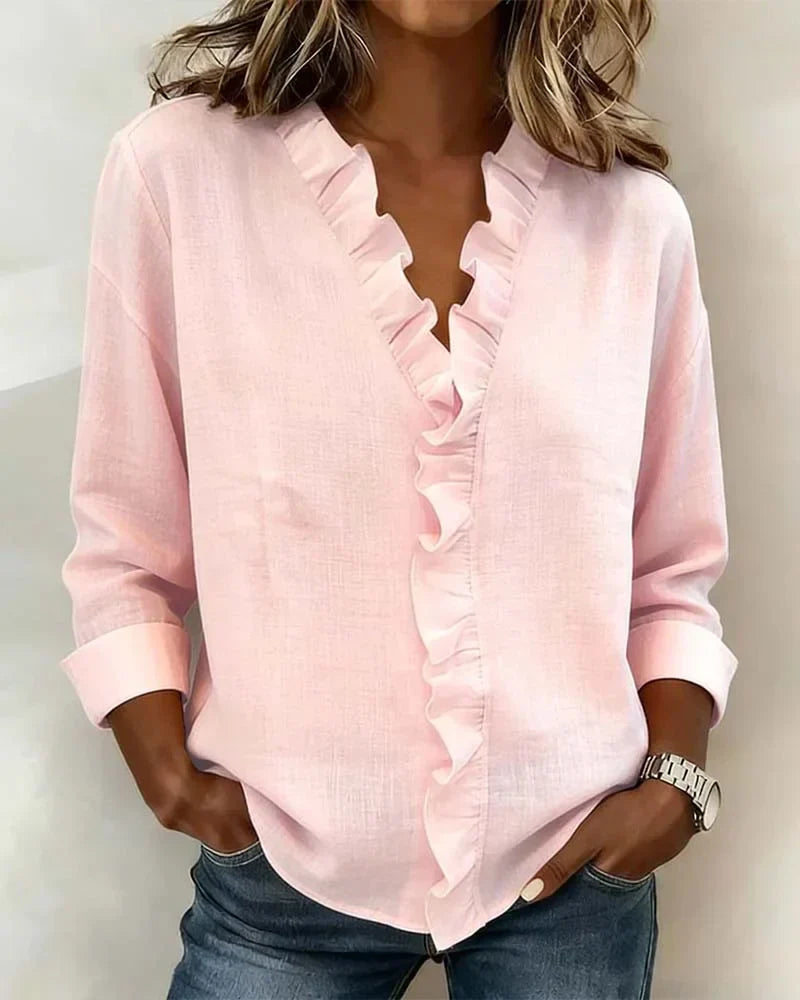 Livia | Elegant Ruffled V-Neck Women