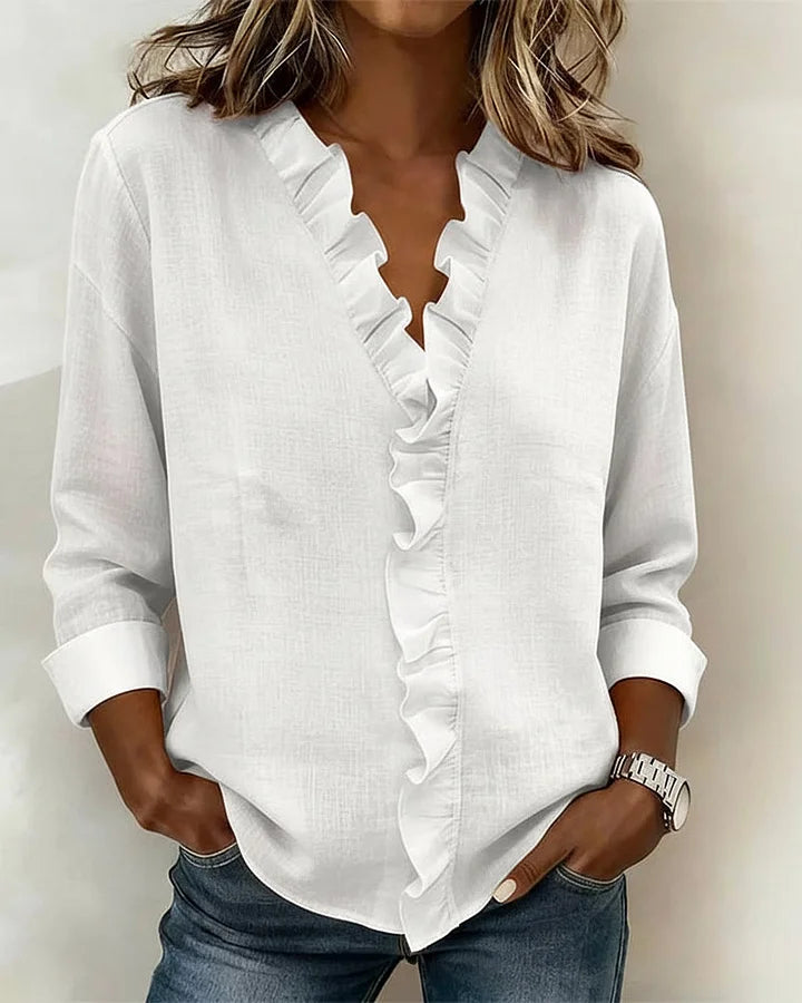 Livia | Elegant Ruffled V-Neck Women