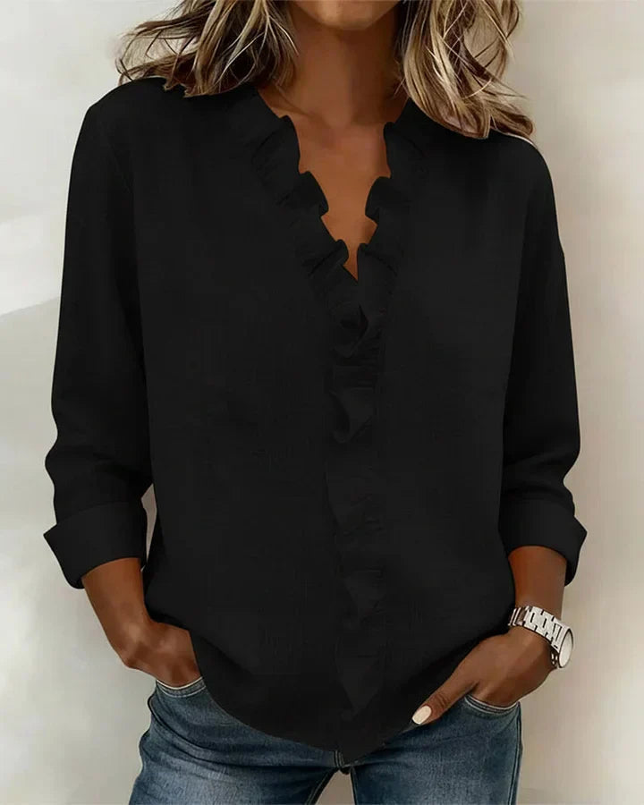 Livia | Elegant Ruffled V-Neck Women