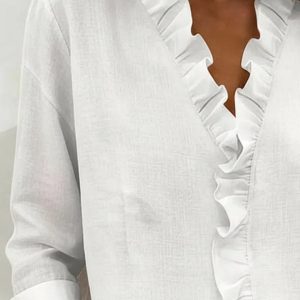 Livia | Elegant Ruffled V-Neck Women's Blouse - Image 6