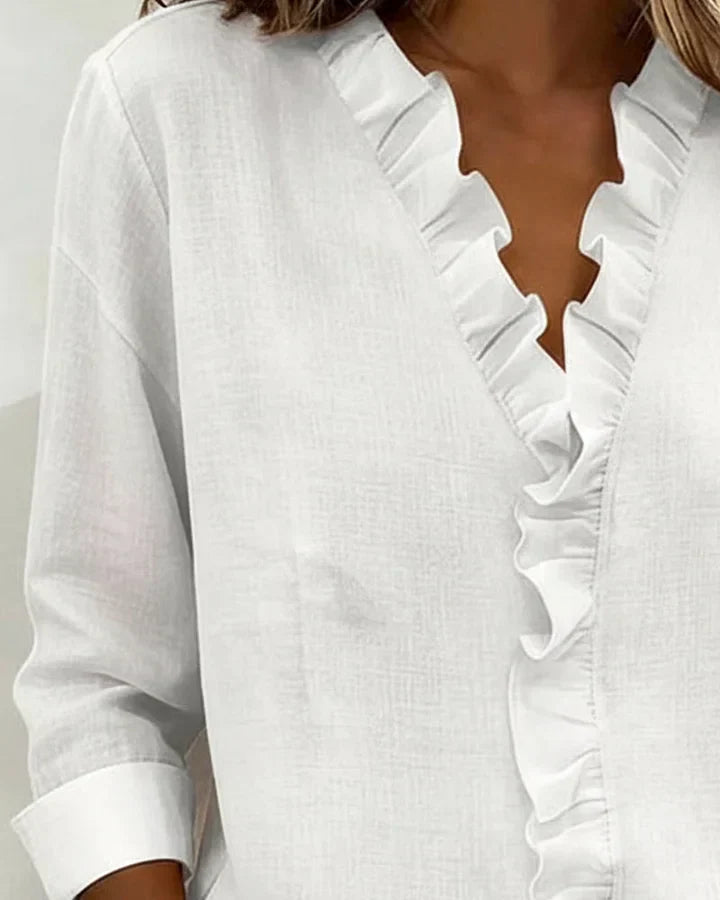 Livia | Elegant Ruffled V-Neck Women