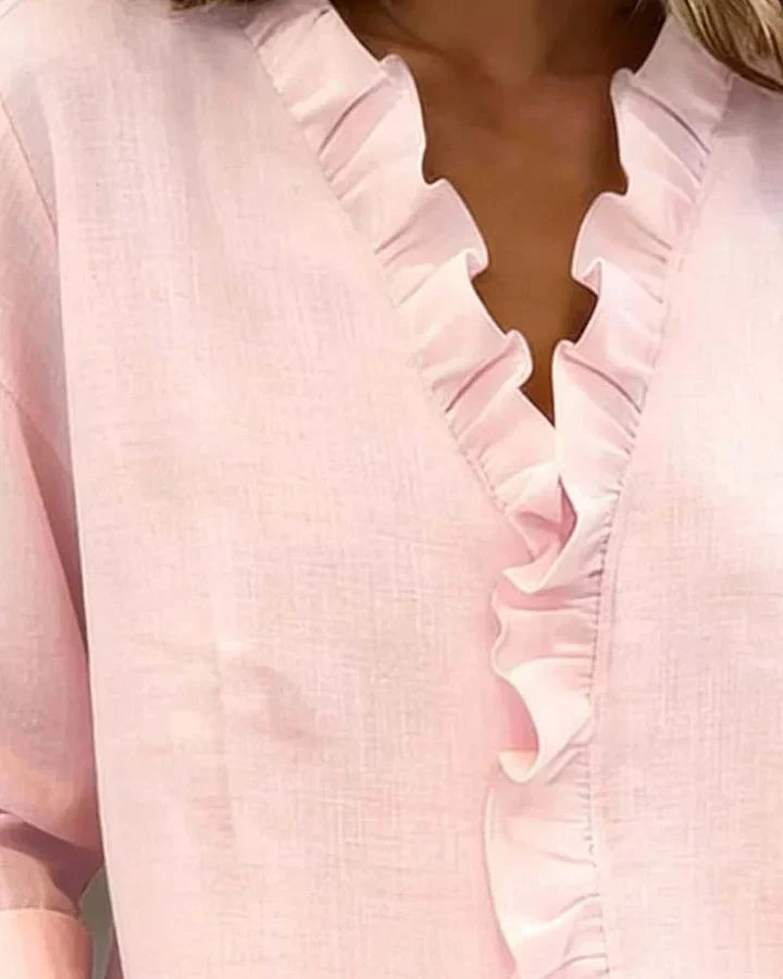 Livia | Elegant Ruffled V-Neck Women