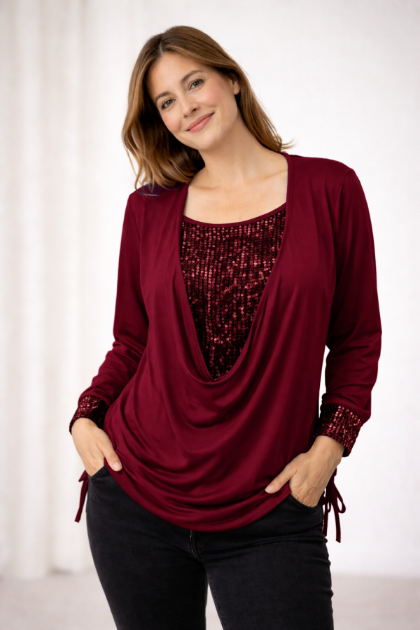 Luna | Elegant Long Sleeve Women's Blouse with Sequin Detail