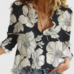 Evelyn | Romantic Botanical V-Neck Floral Blouse - Image 2