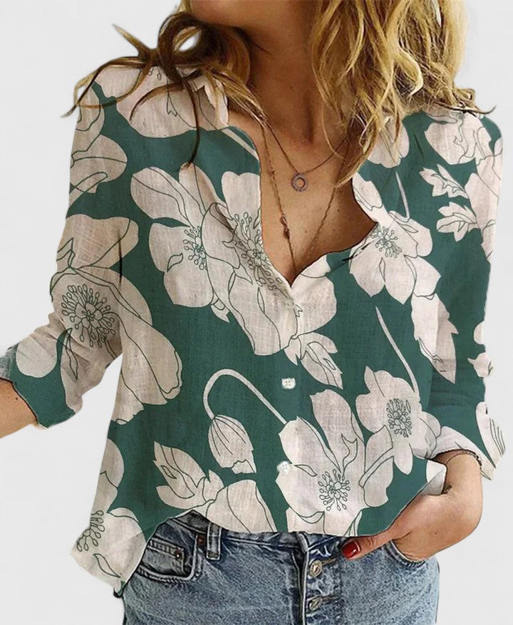 Evelyn | Romantic Botanical V-Neck Floral Blouse - Image 4