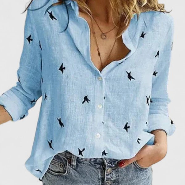 Evelyn | Romantic Botanical V-Neck Floral Blouse