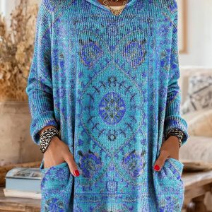 Mira | Cozy Hooded Women's Tunic with Retro Ethnic Print - Image 10