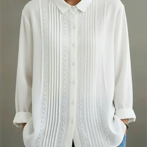 Elowara | Pleated Lace Elegance Blouse