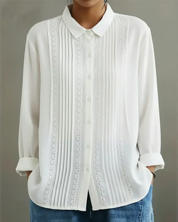 Elowara | Pleated Lace Elegance Blouse