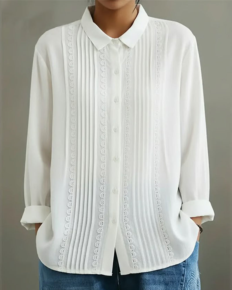 Elowara | Pleated Lace Elegance Blouse - Image 1