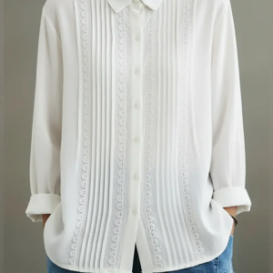Elowara | Pleated Lace Elegance Blouse - Image 2