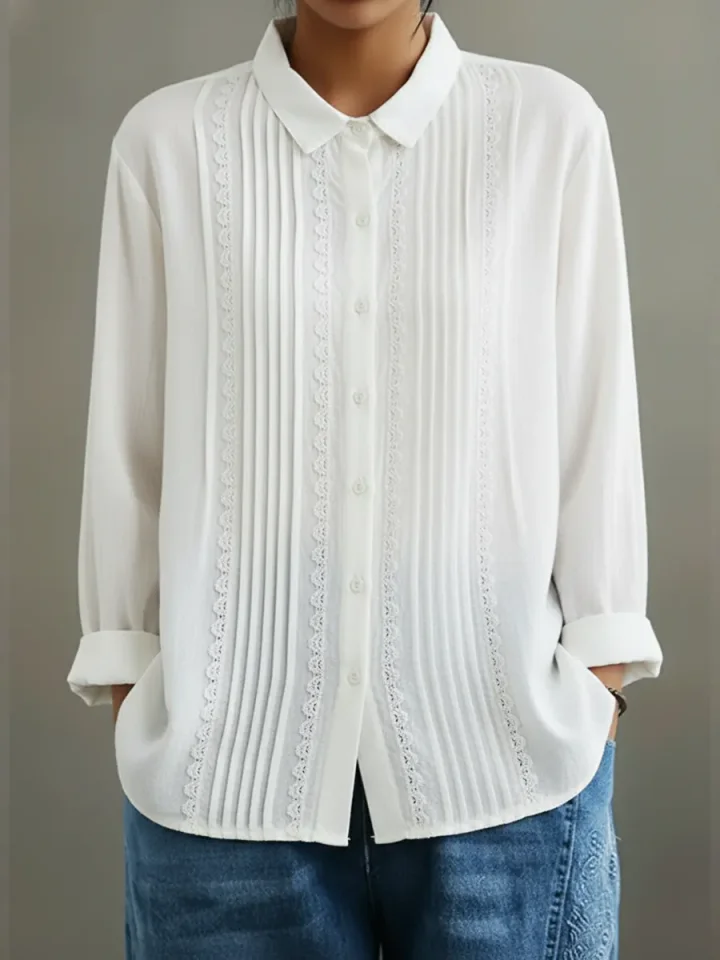 Elowara | Pleated Lace Elegance Blouse - Image 2