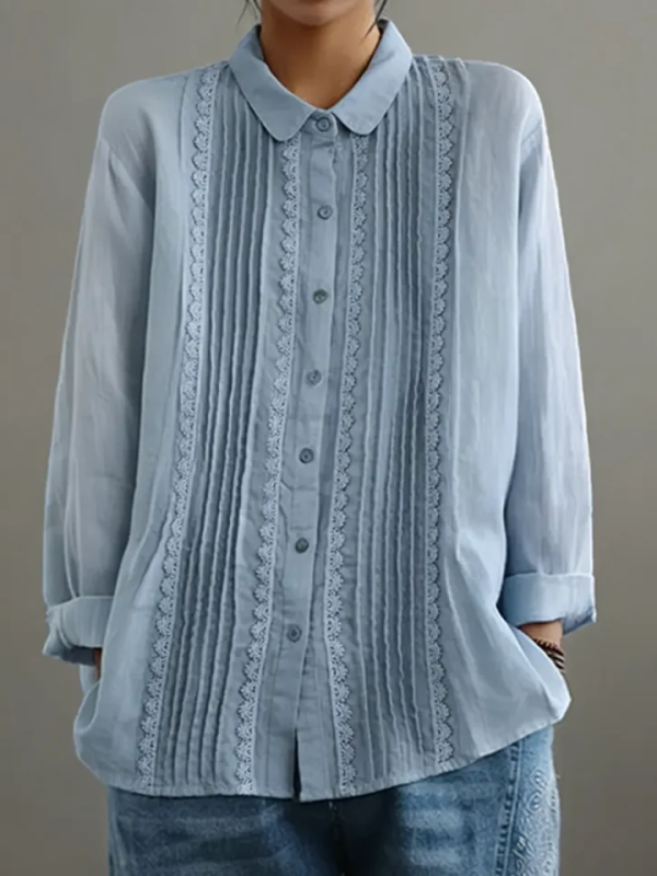 Elowara | Pleated Lace Elegance Blouse