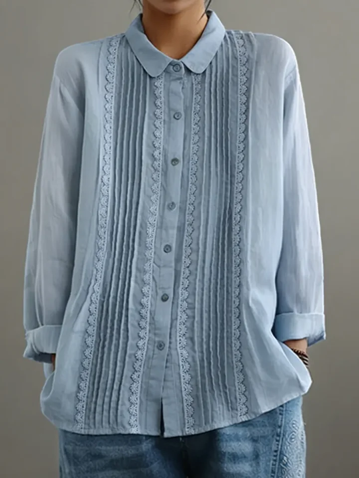 Elowara | Pleated Lace Elegance Blouse - Image 3