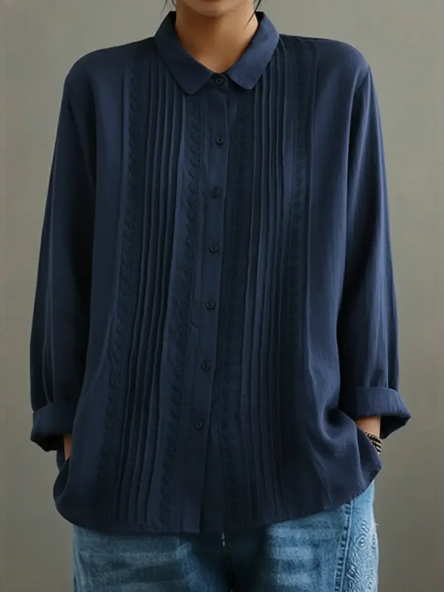 Elowara | Pleated Lace Elegance Blouse - Image 4
