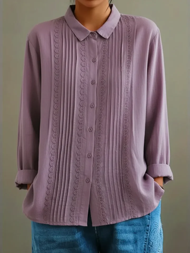 Elowara | Pleated Lace Elegance Blouse - Image 5