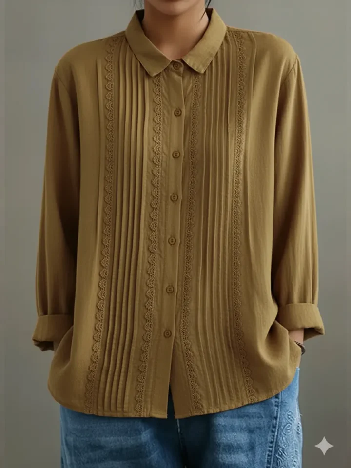 Elowara | Pleated Lace Elegance Blouse - Image 6