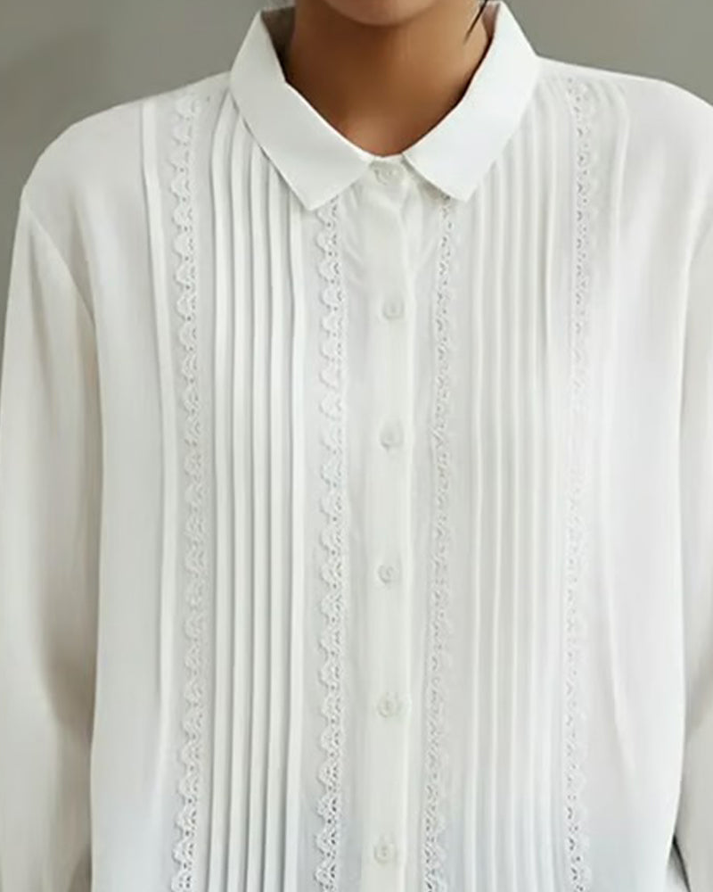 Elowara | Pleated Lace Elegance Blouse - Image 7