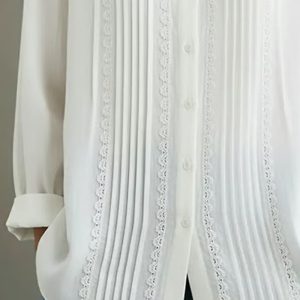 Elowara | Pleated Lace Elegance Blouse - Image 8